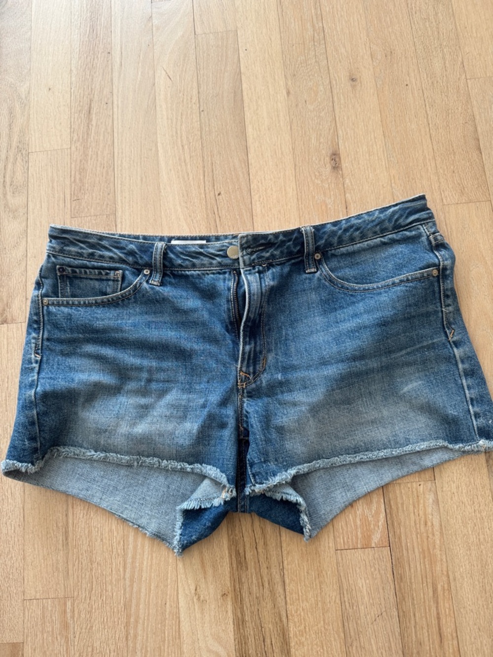 Classic Blue Denim Cutoff Shorts with Frayed HemGap 1969 denim shorts